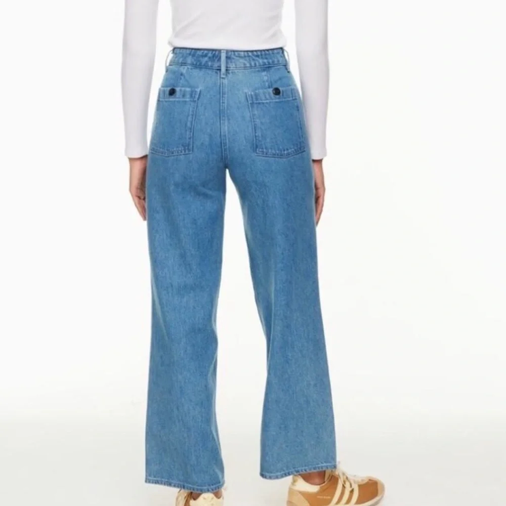 Aritzia Wilfred Free Adrift High Rise Wide Leg (Raw Hem) Jeans Sz 4 Blue Sailor